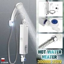 3000W 220V 50Hz Eu Plug Instant Elektrische Tankless Boiler Met Douchekop En Waterleiding set Keuken Badkamer Douche