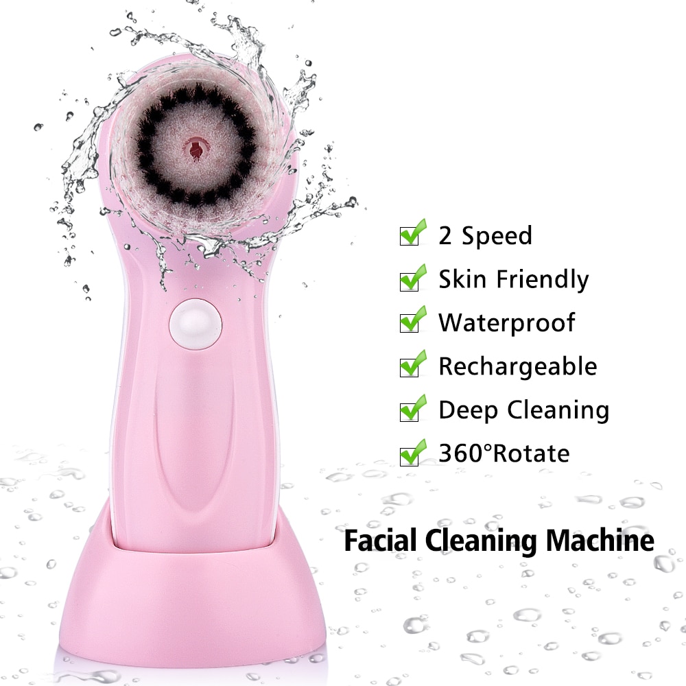 AGDOAD Face Cleansing Brush Electric Face Skin Cleaning Tools with 3 Types Brush Head USB Charging Deep Cleansing Facial Brush