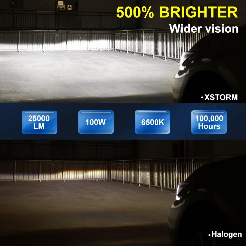 XSTORM-bombillas LED para faros delanteros de coche, lámpara Turbo Canbus de 9005 W, 25000LM, 12V, 9006 K, H7, H1, H8, H9, H11, H16, 9012, HB3, 100, HB4, 6500, HIR2
