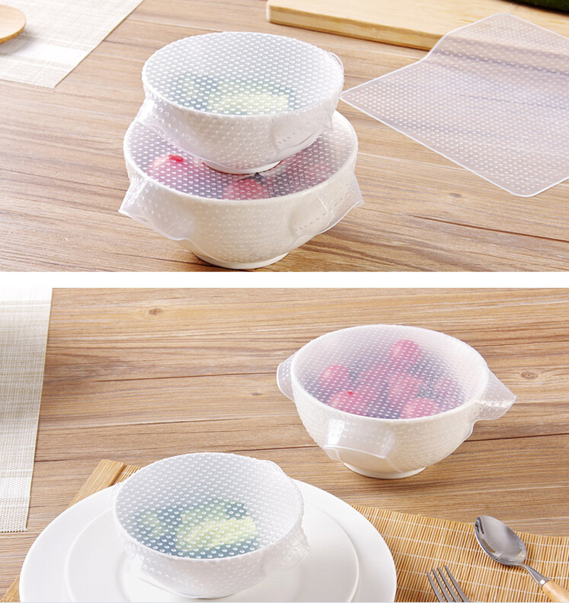 Envoltorio de silicona multifuncional para alimentos, envoltorio de silicona transparente reutilizable, cubierta de sellado, herramientas de cocina de mantenimiento fresco elásticas para cocinar
