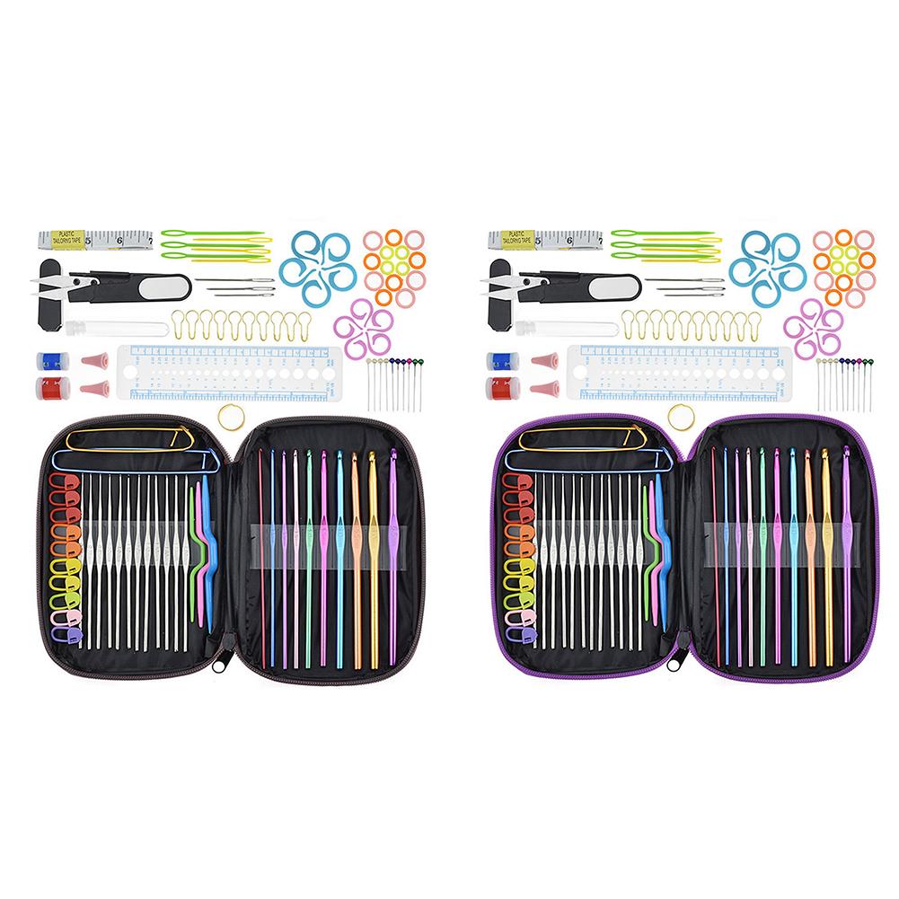100pcs Crochet Hook Set With Yarn Knitting Needles Sewing Tools Set Stitch Holder Hook Weaving Tools Sewing Tools