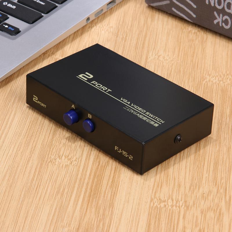 130MHz 1 to 2 Monitor Switch VGA Video Switch Splitter VGA Switcher Converter Adapter Box Connect 2 Monitors/PC to 1 Monitor