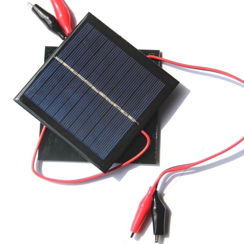 WSFS-Panel Solar policristalino, célula Solar epoxi de 1W y 5,5 V, con Clip para carga de 3,7 V, sistema de batería de juguete, luz LED de estudio, 95x95MM
