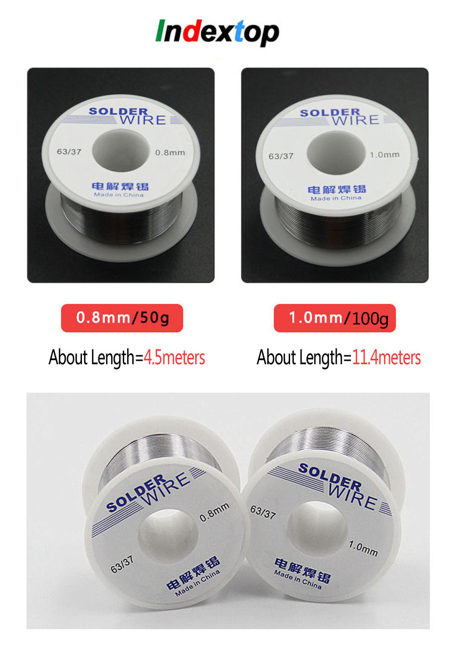 0.8mm 1.0mm 20g 50g 100g lodning tin tråd tin smelte harpiks kerne lodde lodde tråd rulle no-clean flux 2.0%