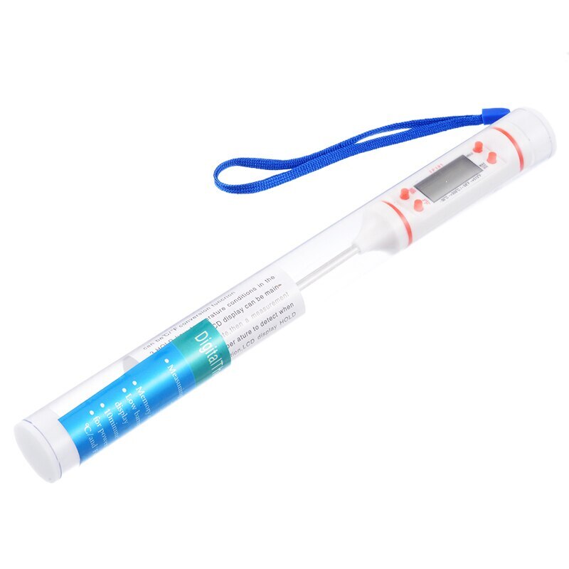 Instant Read Meat Thermometer Pen Style Digital Food Pen Style Thermometer Kitchen BBQ Meat Cooking Temperature Probe: White no battery B