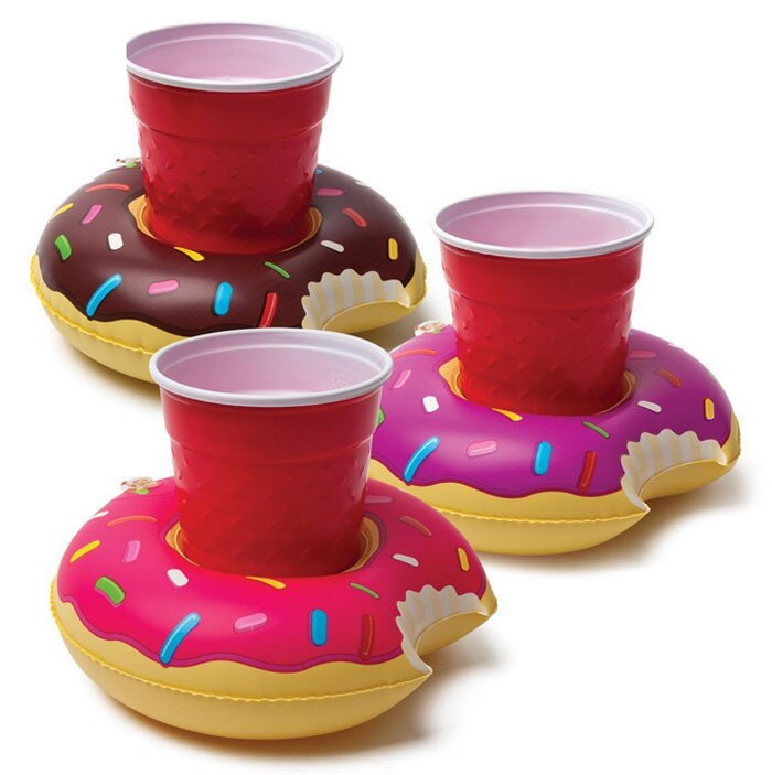 Supporto di Tazza gonfiabile unicorno fenicottero bere titolare Piscina Galleggiante Piscina di Balneazione Giocattolo Ciambella ananas festa sbarra Sottobicchieri: Donuts