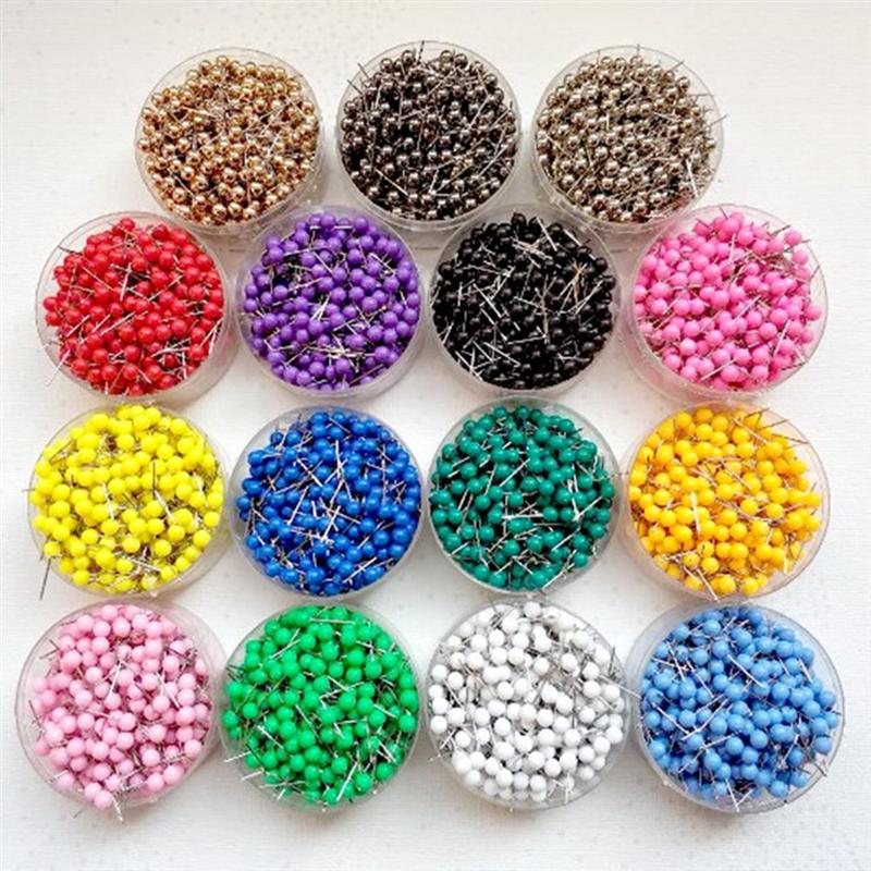 100Pcs Mini Push Pins Ronde Bal Head Kaart Kopspijkers Met Roestvrij Punt Voor Kantoor Thuis Ambachten Diy Markering Push pins (Zwart/Rood)