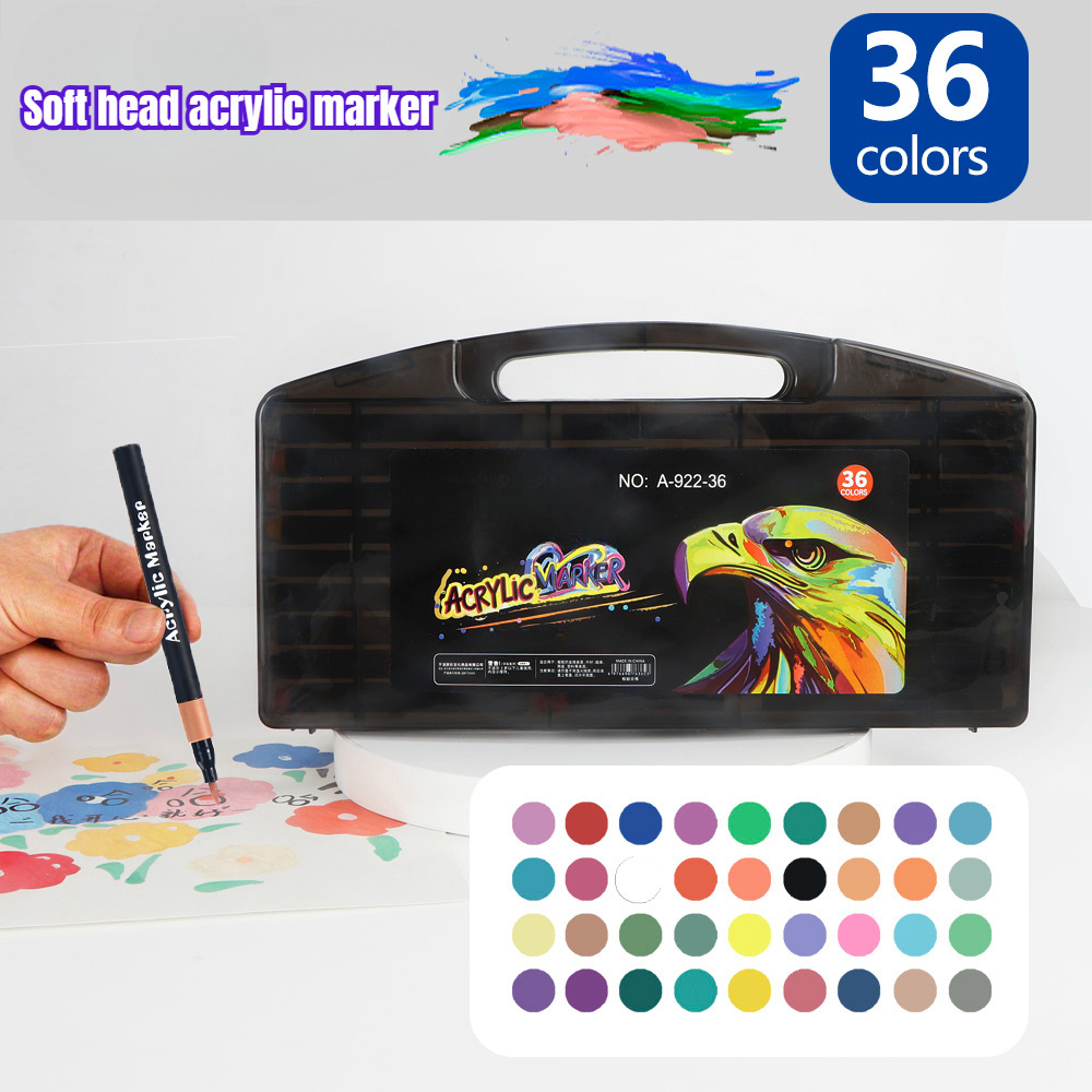 12/24/36/48 kleuren waterbestendige acrylmarkers voor het beschilderen van hout en steen, ideaal voor doe-het-zelf kunstprojecten voor studenten, schoolbenodigdheden: Rood