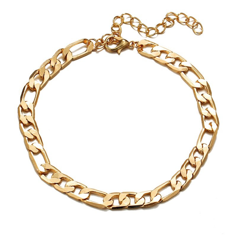 SHUANGR Vintage Golden Cuba Link Chain Anklets For Women Men Ankle Bracelet Beach Accessories Jewelry