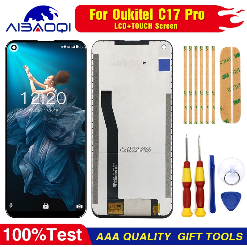 original Touch Screen LCD Display LCD Screen For Oukitel C17 pro Replacement Parts + Disassemble Tool+3M Adhesive