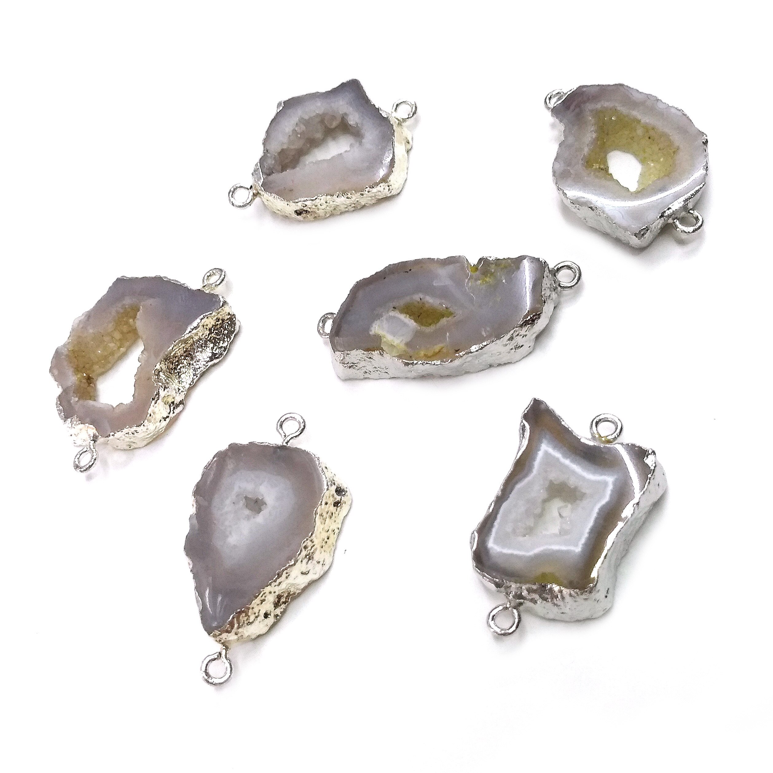 LE SKY Natural Agates Pendants Charms Connector Pendants for Jewelry Making DIY Accessories Fit Necklaces