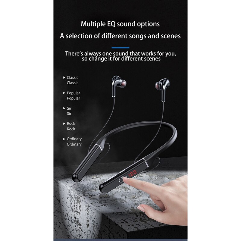 2x s650 stunden bluetooth-kopfhörer, stereo, kabellos 100 nackenbügel, geräuschunterdrückung, sport- und lauf-headset
