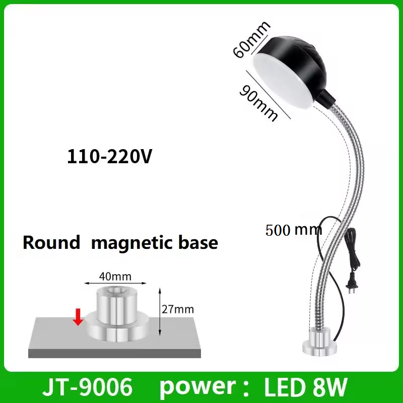 Máquina herramienta LED de 8/12/20W, lámpara de trabajo, Base magnética para taller, máquina de coser con cuello de cisne, torno, equipo CNC, iluminación de 110-220V: naranja / 15 W