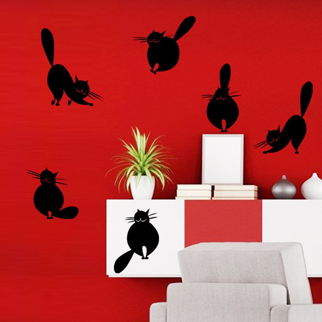 Cute Cat Theme Family Room Window Wall Mural Decorative Decal Beautiful Diy Detachable Wall Sticker Accessories Tools