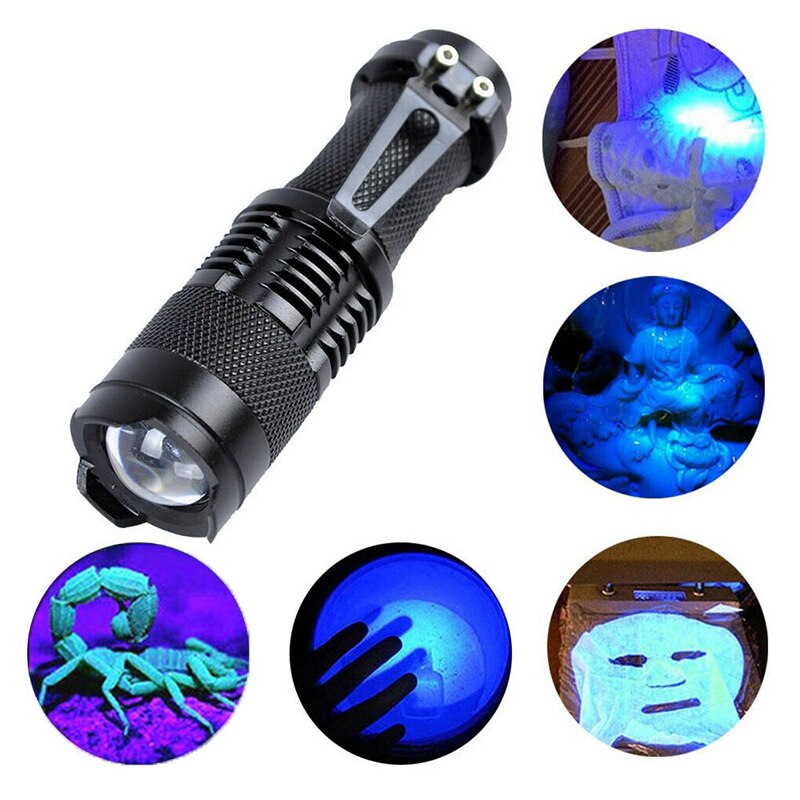UV zaklamp ultraviolet licht met Zoom functie Mini Fakkel Lamp Paars Licht Tacke Batterij Aangedreven gebruik AA/14500 batterij