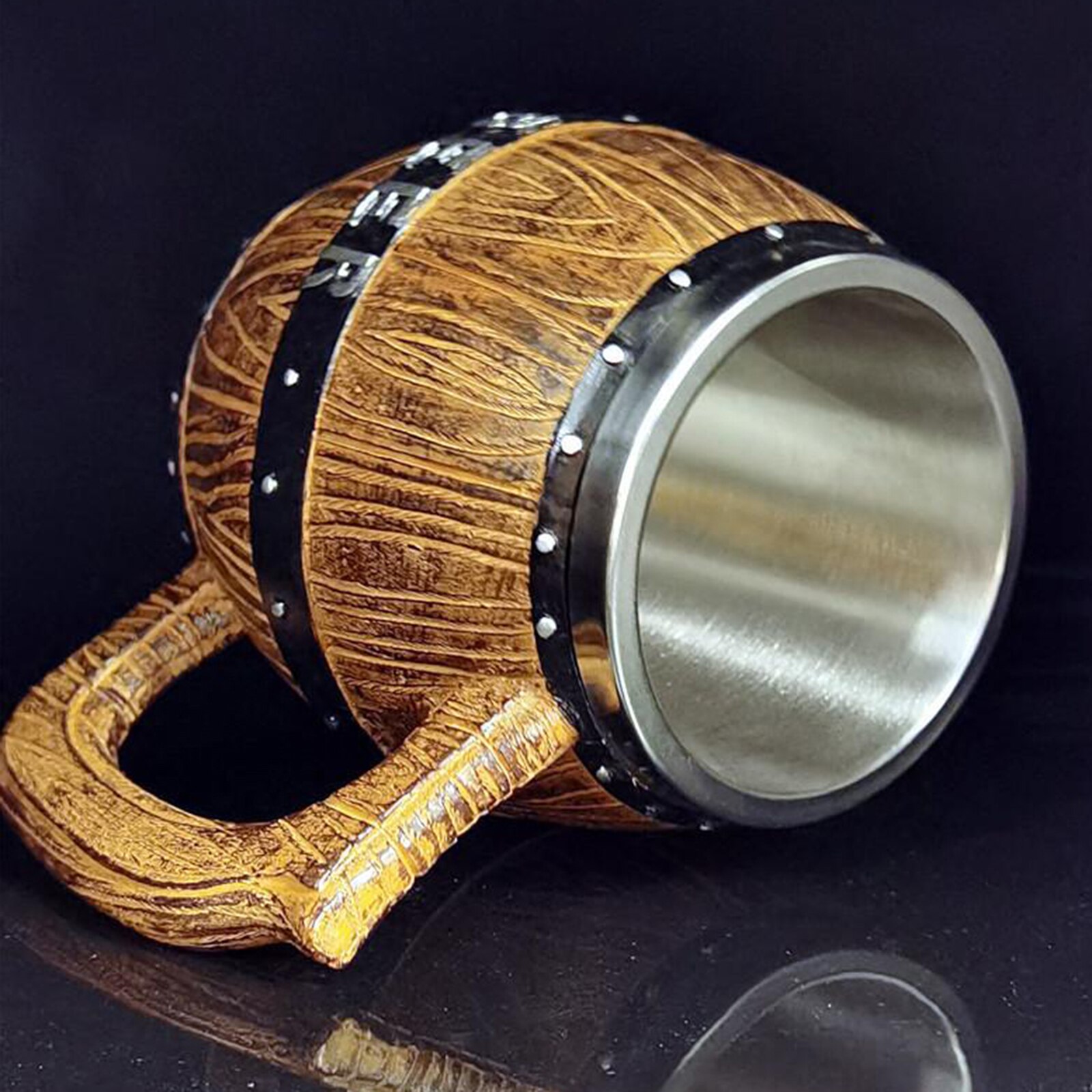 580ml Wooden Barrel Beer Mug Bucket Shaped Drinkware Cocktail Mug Cofee Mug Xma for Men