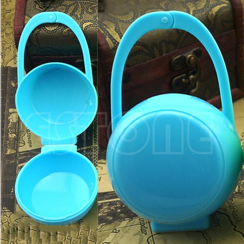 Portable Unisex Baby Boy Girl Infant Pacifier Nipple Cradle Case Holder Box Chupeta Pacifier Clips: Blue