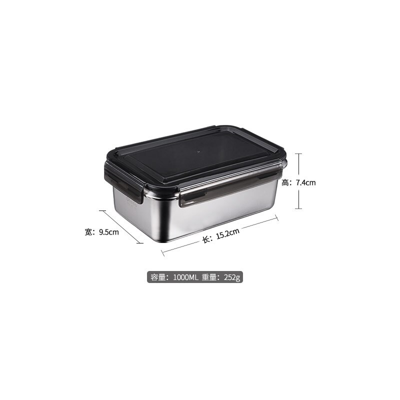 Large Lunch Box Stainless Steel Food Storage Containers Airtight Kitchen Dining Bar Boite De Rangement Cuisine Bento Box AC50LB: Style-1000ml