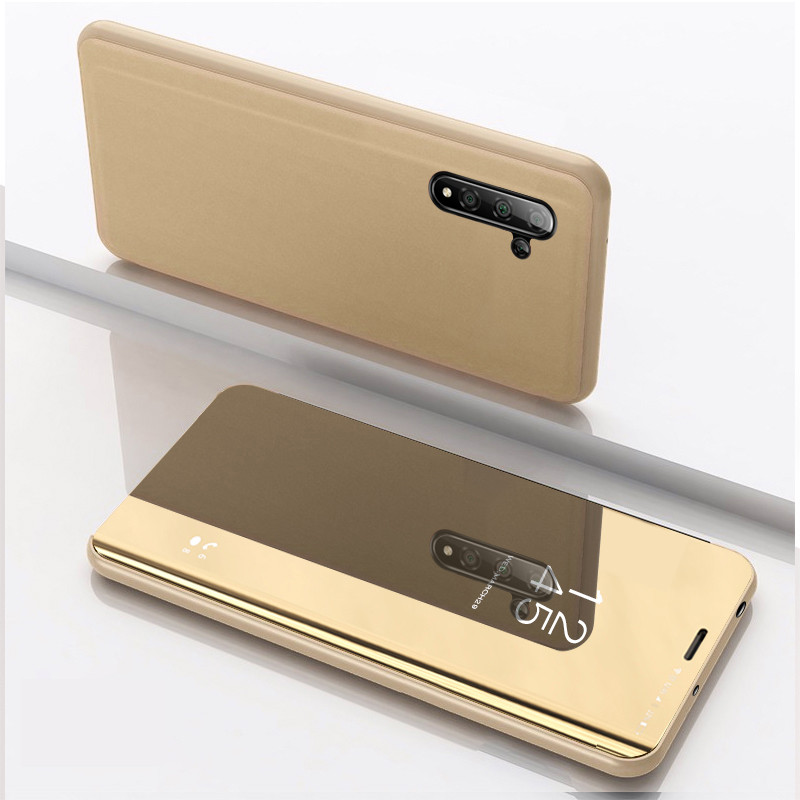 Smart Spiegel Telefoon Geval Voor OPPO A9 Luxe Clear View Leather Flip Stand Back Cover Voor A3 A5 a11 A11X Coque Fundas: For A3 2020 / gold