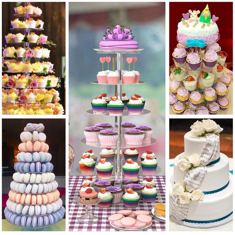 Cake Houder Ronde Acryl Cupcake 3 4 5 6 7 Tier Cake Stand Monteren Demonteren Thuis Verjaardag Gereedschap Party Stand decoratie