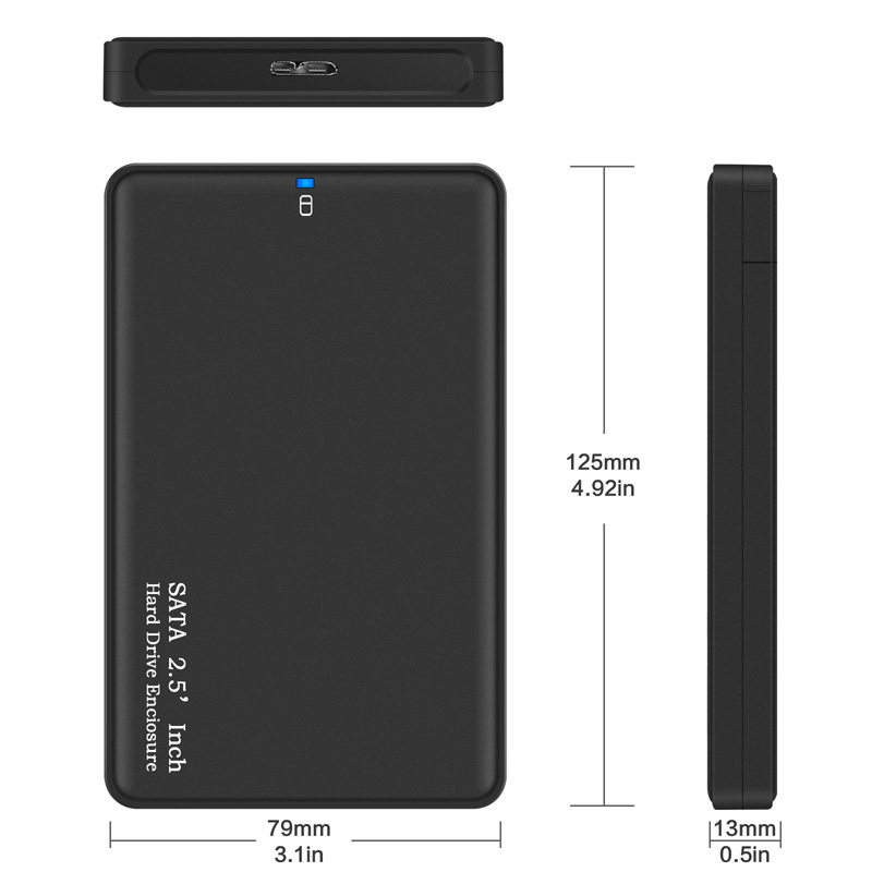 2.5 inch USB 3.0 SATA Hd HDD Drive Externe HDD Behuizing zwart Case Tool Gratis 5 Gbps Ondersteuning UASP voor SSD/2 TB Harde Schijf