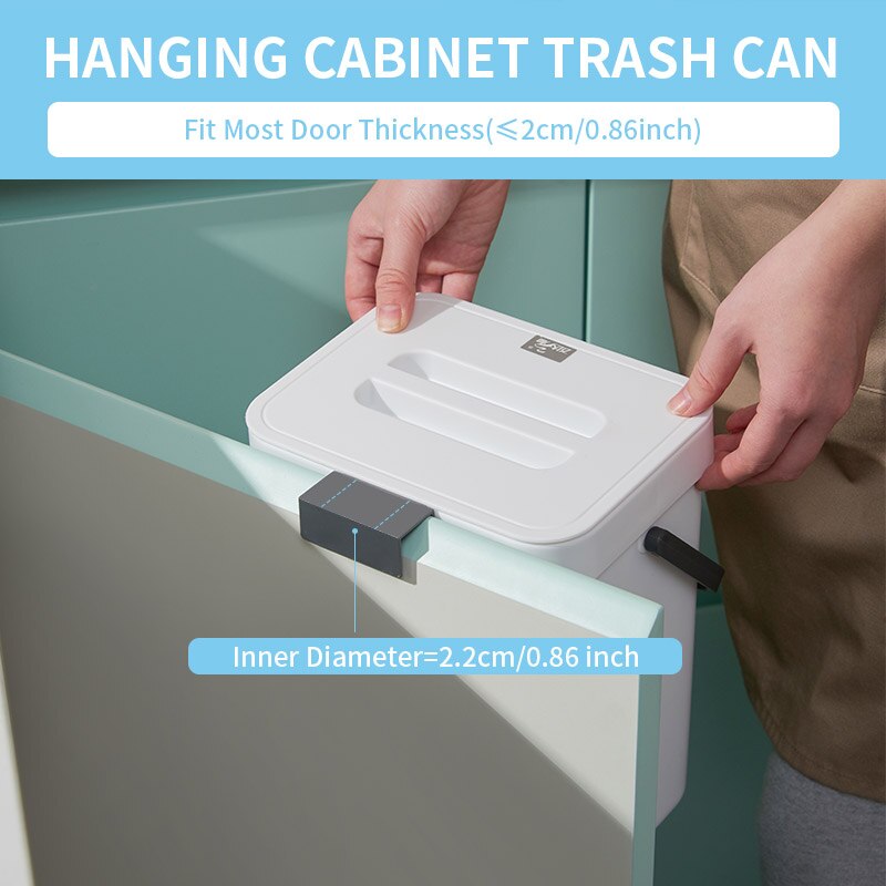3/5/7L Hanging Trash Can for Kitchen Nordic Wall Mounted Bathroom Trash Bin Wastebasket Toilet Bucket with Cover Ashcan