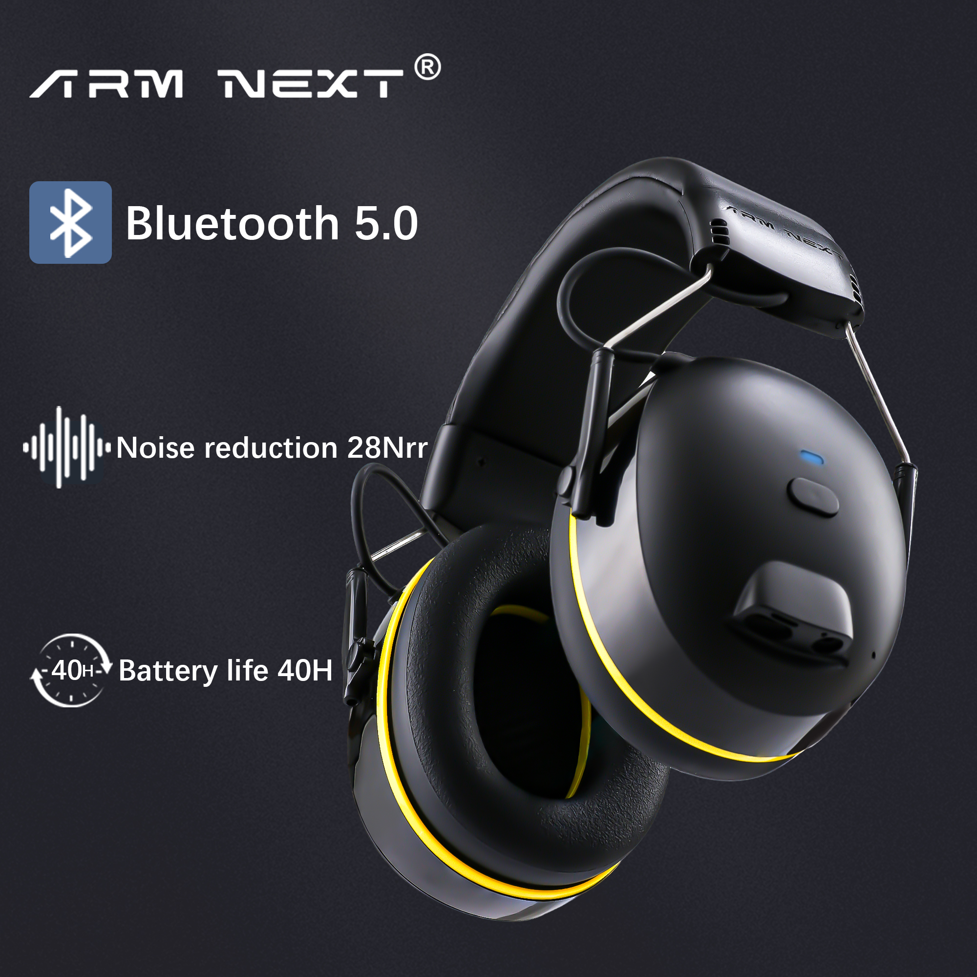 Schieten Oorbeschermer Connect Gehoorbeschermer met Bluetooth-technologie 28dB NRR Gehoorbescherming voor het maaien van bouwwerkplaatsen