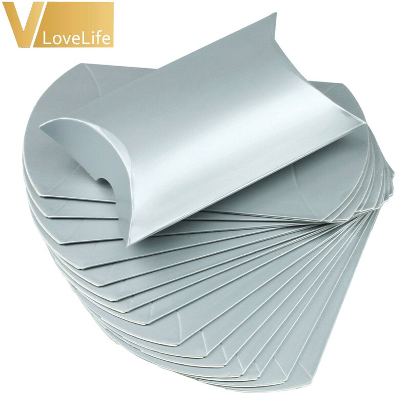 Cajas grandes de dulces de boda con forma de almohada, , para eventos de boda, recuerdo, Caja de de Papel Kraft, 100 unids/lote