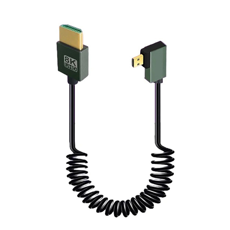 90 Degree Mini Micro HDMI-compatible Coiled Cable Support 3D 8K Spring Flexible Slim Cord for Camera DV Video Capture Card HDTV: SKY BLUE