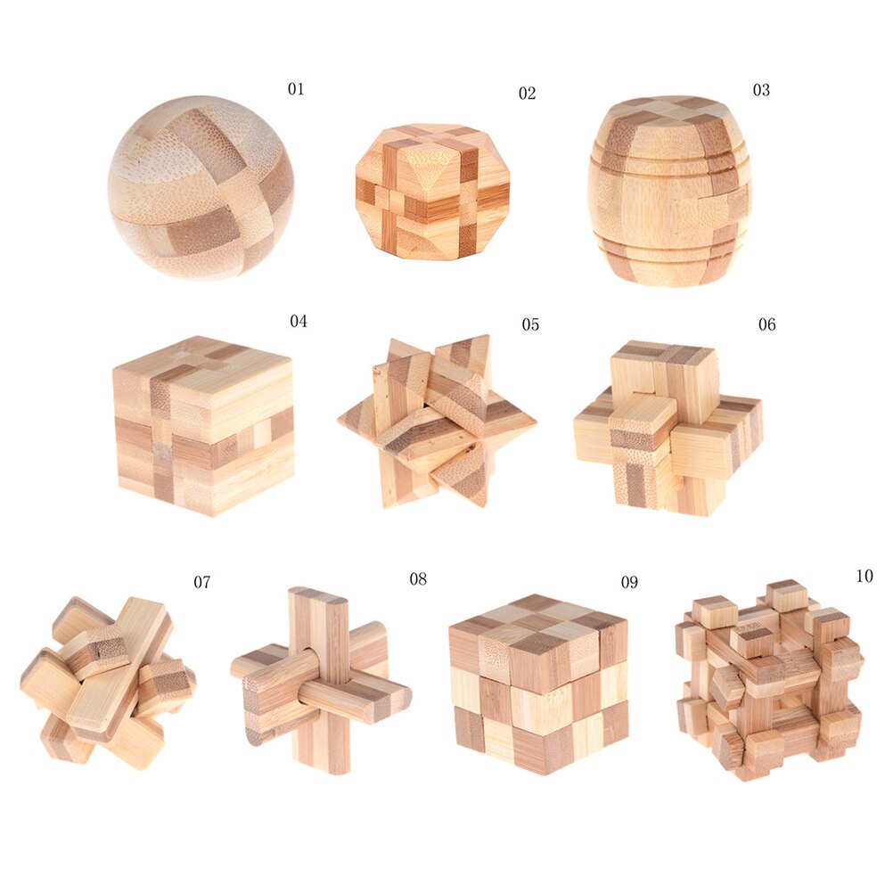 1PCS 3D Handmade Intellectual Brain Tease Game Puzzle Wooden Kong Ming Luban Lock Kids Children Toy