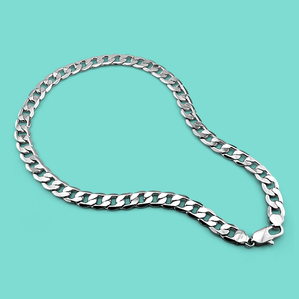 Mannen Originele Zilveren Ketting Klassieke 925 Sterling Zilveren Ketting 12 Mm Cubaanse Ketting Hip Hop Stijl partij Sieraden