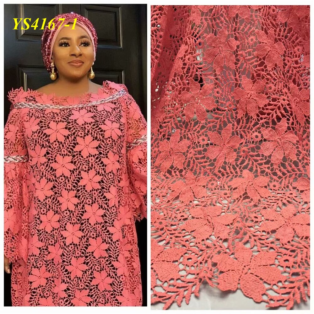 Style de africain si belle couleur jaune guipure robe de soirée dentelle 5 yards utilisation pour robe de mariée