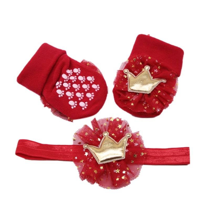 2 stücke = 1einstellen Blüht Haarband Mädchen Headwear freundlicher Elastisches Haarband freundlicher Haar Zubehör mit Baumwolle Socken einstellen