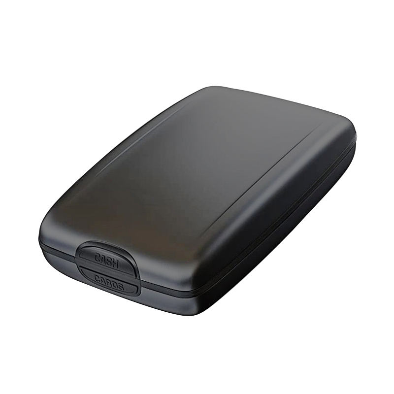 Bank Kaarthouder Blocking Hard Case Wallet Solid Credit Card Anti Scanning Bescherming Credit Kaarthouder Rfid Coin portemonnee: Black