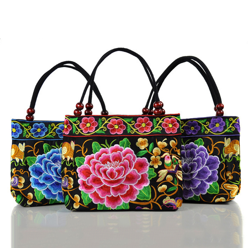 Original Ethnic Style Canvas Embroidered Women's Bag Handheld Small Bag Embroidery Handbags for Women