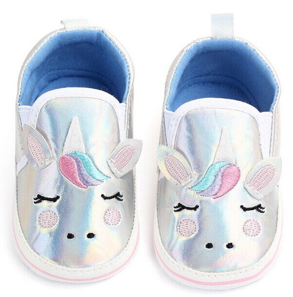 Summer Toddler Baby Girl Flip-flops Leather Shoes Kids Soft Sole Shoes Cartoon Anti-slip Prewalker Mocassins: Silver / 0-6 Months