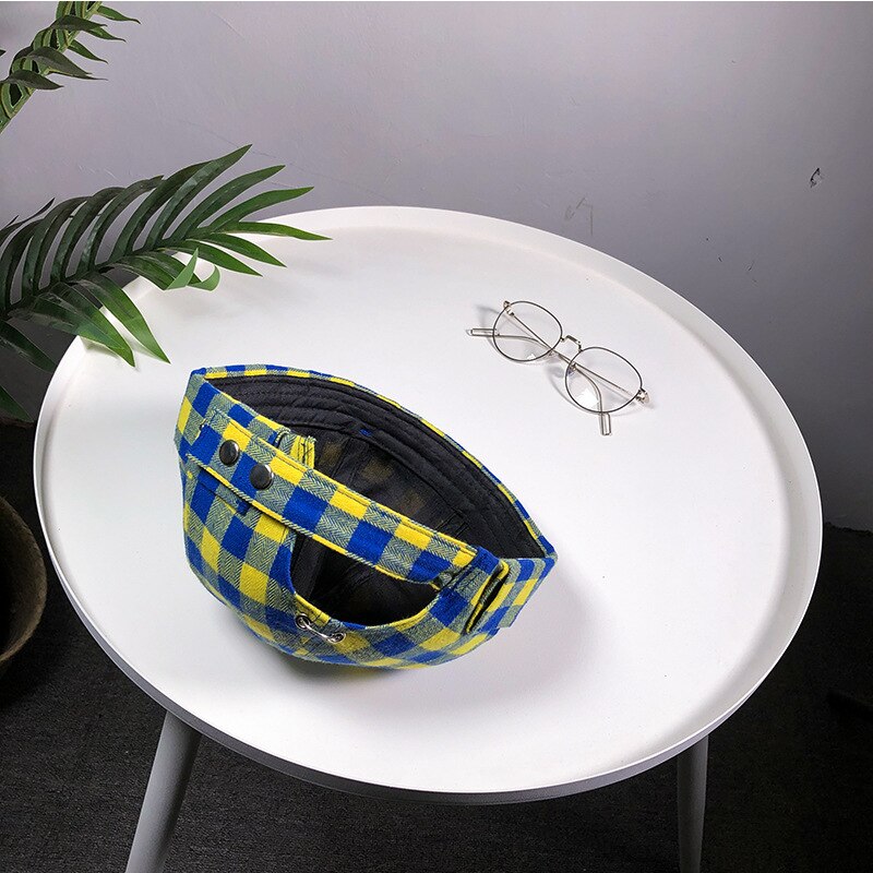 Stijl roosters katoen lente zomer dames heren pompoen baret franse kunstenaar beanie veelkleurige beanie: Blauw