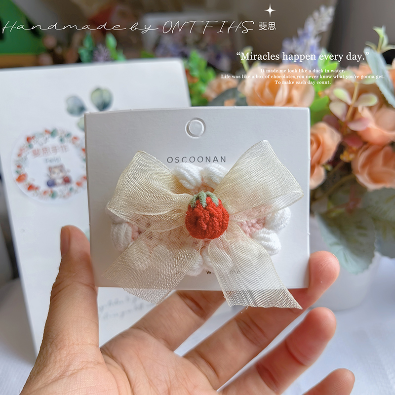 Pinzas para el cabello de fresa de ganchillo hechas a mano para niñas recién nacidas, horquillas a presión de hilo de algodón, horquillas rojas, pasadores BB para niños: Lavanda