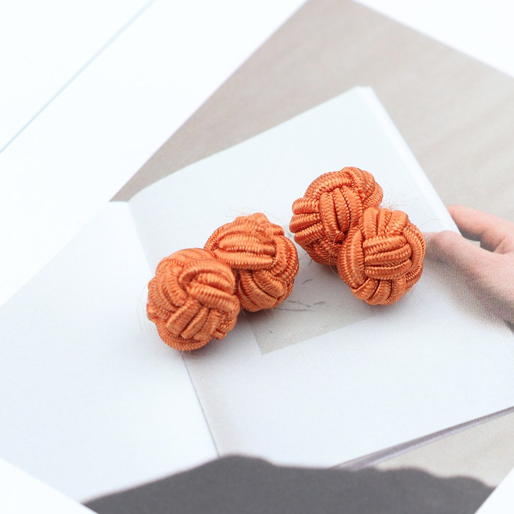 Gemelos con nudo de seda para hombre, gemelos con nudo de seda en colores sólidos, DIY, trenzado, hecho a mano, cuerda doble elástica, manguito de bola, de Novela: 6