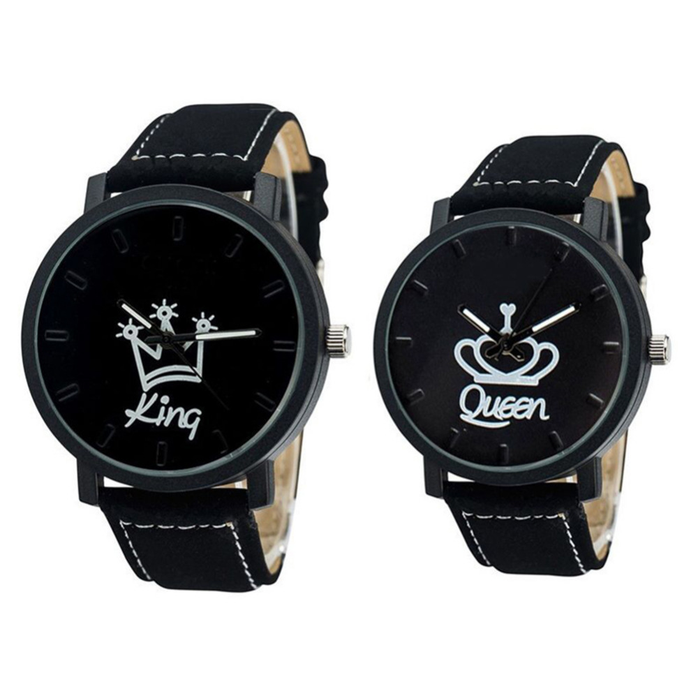 Relogio Koppels Horloge Koning & Koningin Lederen Quartz Horloge Heren Dames Mode Sport Klok Mannen Vrouwen Horloges