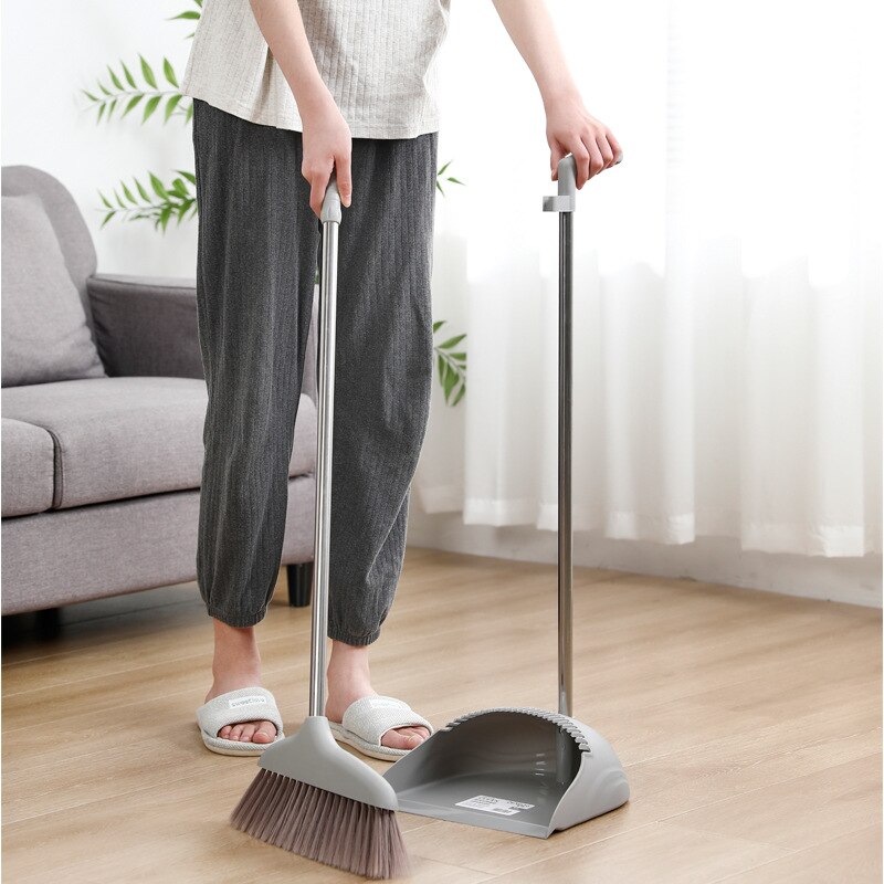 Five row wool windproof broom dustpan set household commercial cleaning soft wool plastic stainless steel broom dustpan set