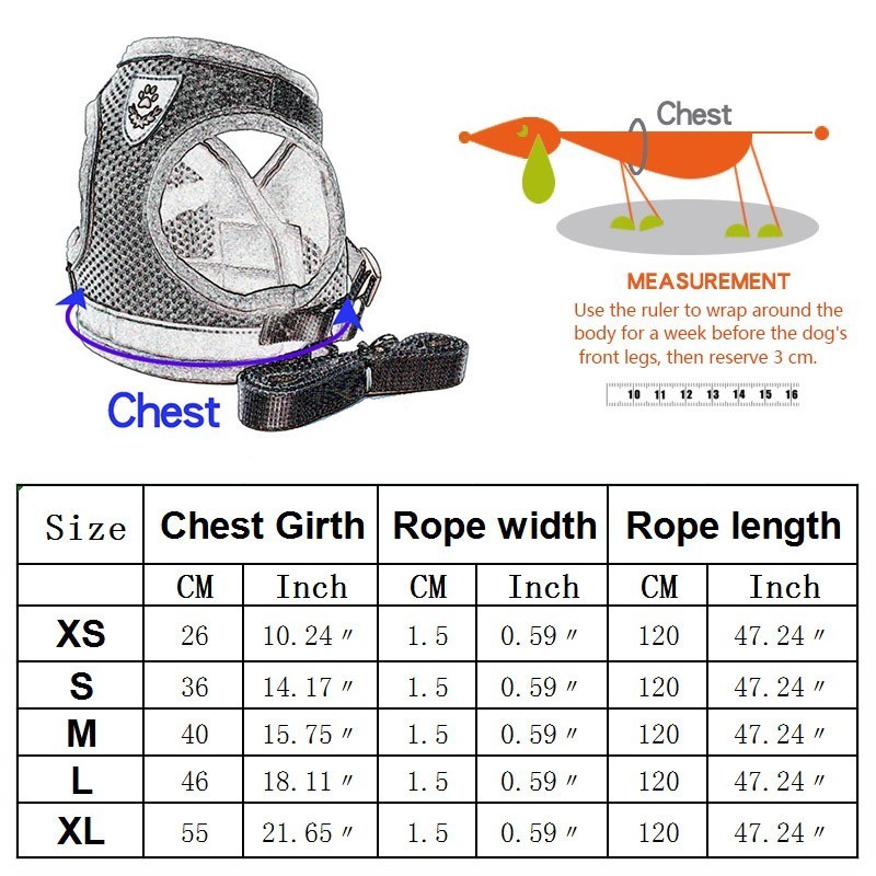 Dog Harness Vest Reflective Adjustable Adjustable Walking Lead Leash for Puppy Dogs Mesh Cat Harness for Small Dog Arnes perro10