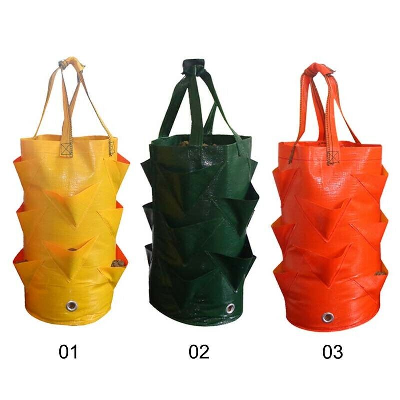 3 Gallon Groeiende Tas 8 Mond Aardbei Planten Bag Tuin Opknoping Planter Grow Bag Pouch Tomaat Bloem Kruid Tassen Tuinieren