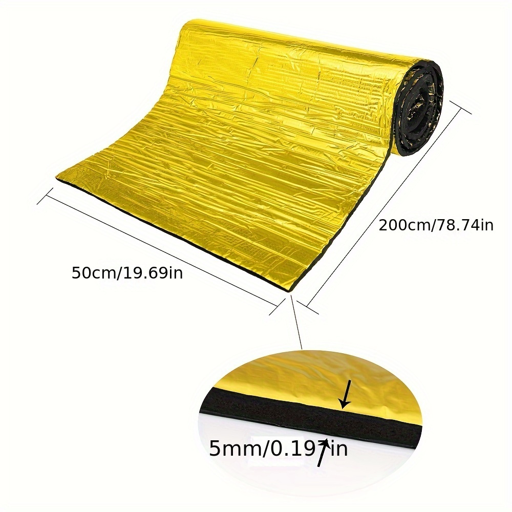 Termisk och akustisk isolering för bilar, skum, aluminiumfolie, självhäftande termisk och akustisk isolering, ljudisolerande material för bilhuv: Orange