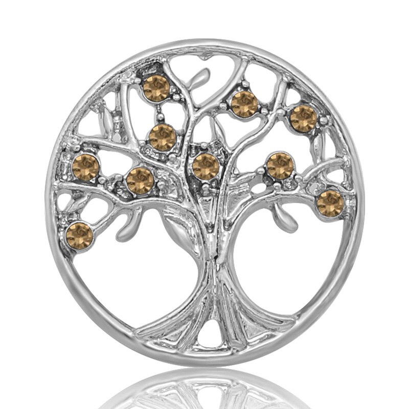 KZ1454 colorful rhinestone Hollow Life tree 20mm snap buttons for 18mm snap bracelet snap jewelry: yellow