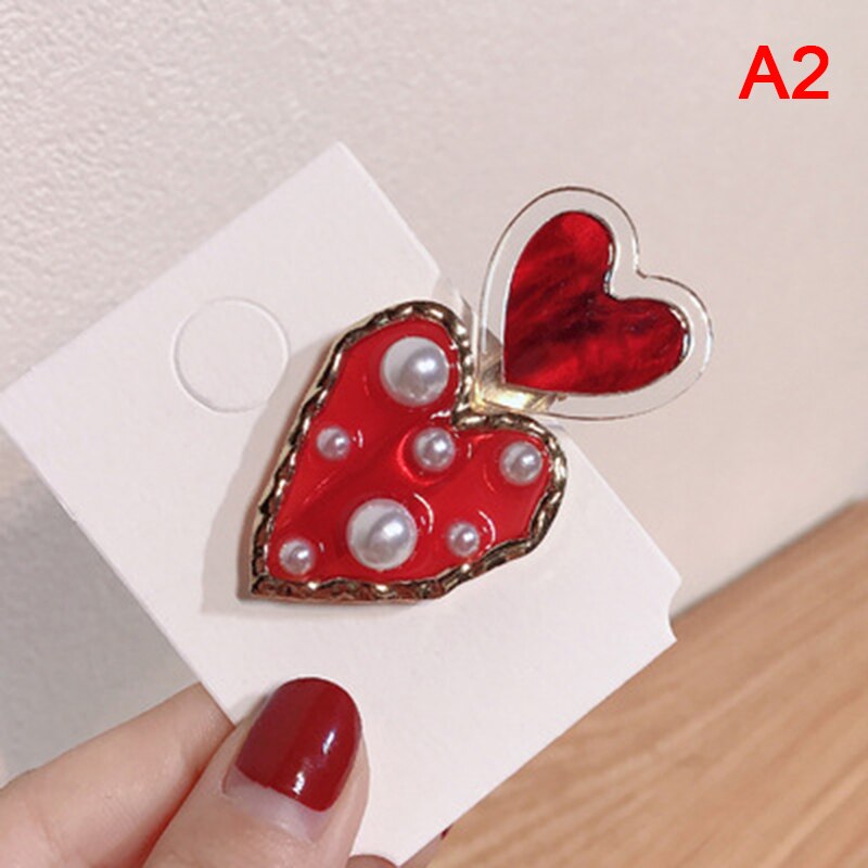 1Pcs Parel Rode Liefde Haarspeld Mode Haarspeld Eendenbek Clip Kant Clip Meisje Pony Clip Hoofdtooi Haarspeld: A2