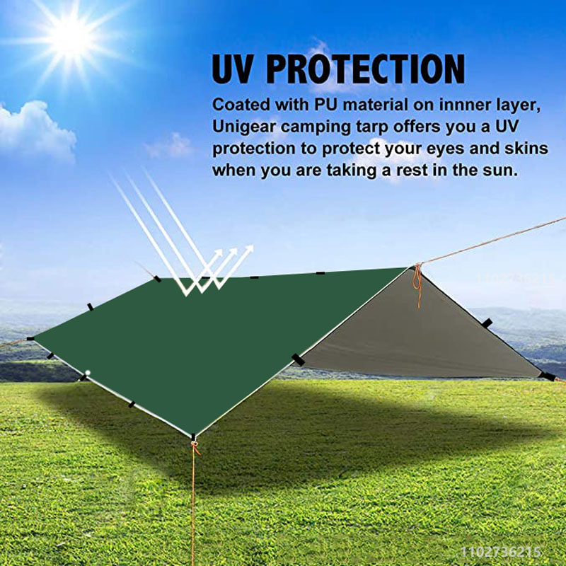 Tienda de campaña impermeable con 19 puntos para colgar, lona de supervivencia, refugio solar, toldo de sombra para mochilero al aire libre, sombrilla para acampar