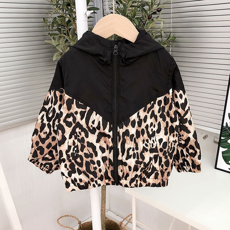 Autumn Kids Boys Jacket Hood Windbreaker Casual Leopard Kids Outwear Jackets BC739