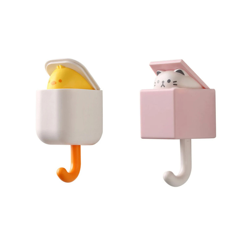 Cartoon Cat Hook Self Adhesive Dormitory Bedroom Door Hangers Hooks Key Umbrella Towel Cap Coat Rack Wall Animal Decoration Rack: DEEP BLUE