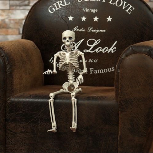 1 stk halloween prop menneskelig skjelett full størrelse skalle hånd liv kropp anatomi modell dekor 38 x 12cm